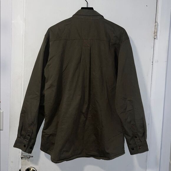 GIOBERTI Olive Green 100% Cotton & Soft Twill Shirt Jacket w/ Flannel Lining-XL - Picture 7 of 12